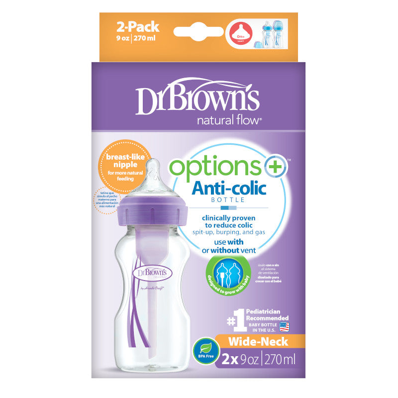 Dr. Brown’s 9oz/270ml PP Wide-Neck "Options+" Bottle - Purple (Twin-Pack)