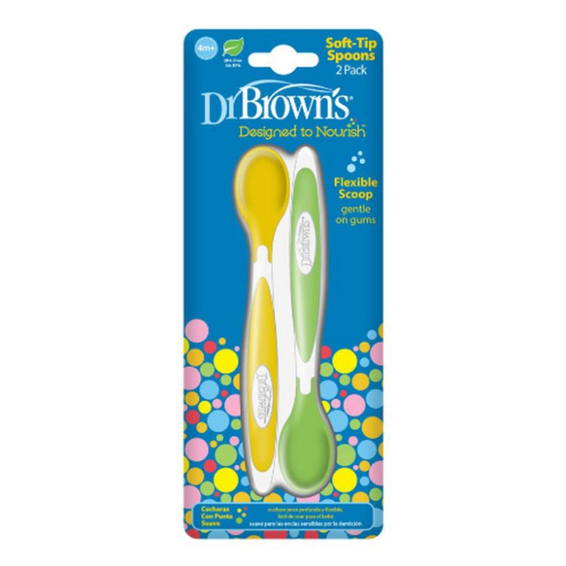 [Bundle of 4] Dr.Brown's Soft-Tip Spoon 2-Pack -Yellow Green