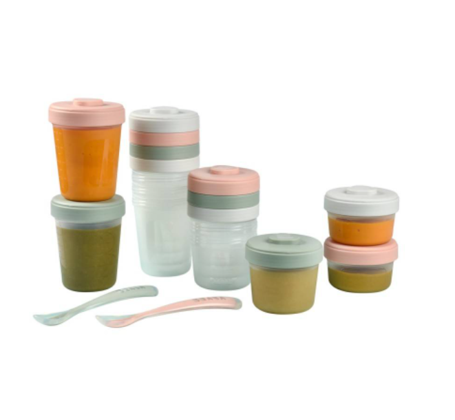 Beaba Expert Pack Meal & Food Storage Eucalyptus – 12 Clip Portions + 2x 1st Stage Silicone Spoons
