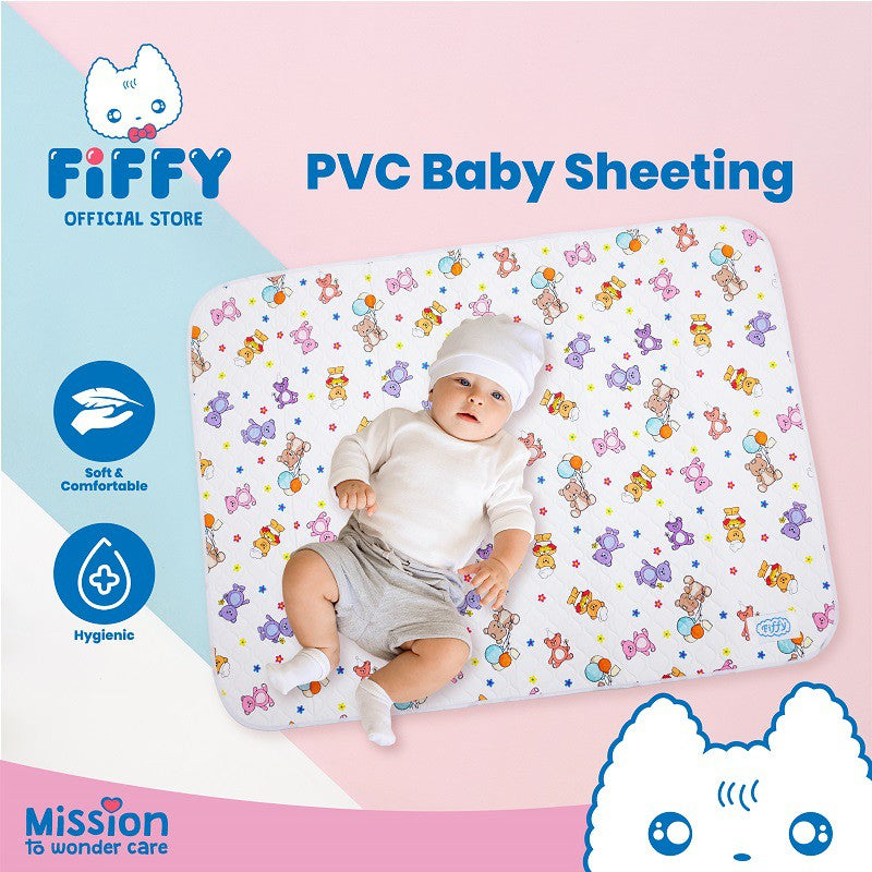 [2-Pack] Fiffy PVC Waterproof Cot Sheet (Big) -Pink