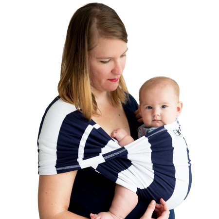 (1 Year Warranty) Baby K'tan Print Baby Carrier Navy Stripes - 2 Sizes!