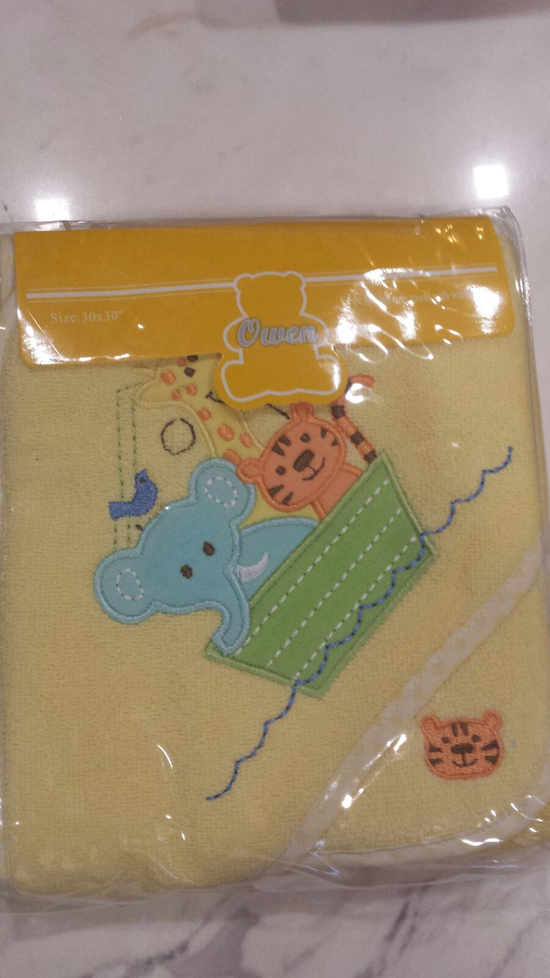 Owen Terry Hooded Towel with Washcloth Set - 100% Cotton - 5 Designs!