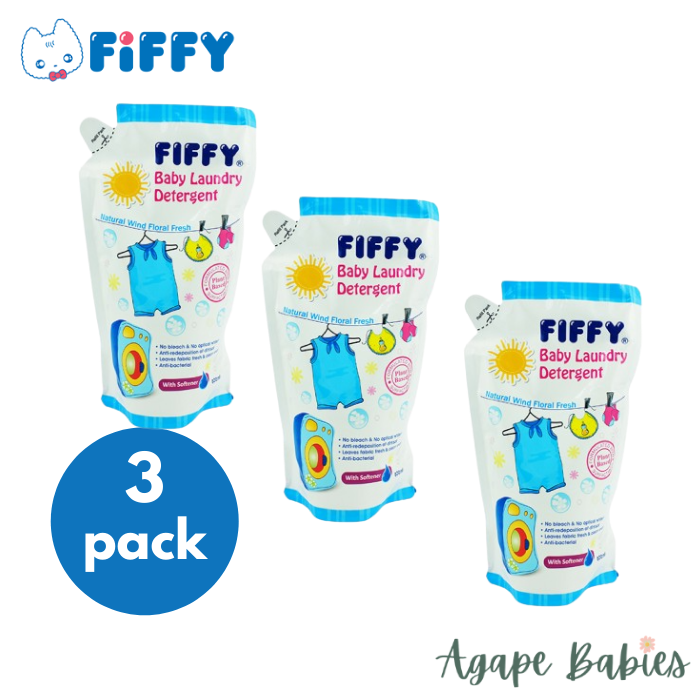 [3-Pack] Fiffy Baby Laundry Detergent With Softener Refill Pack - Wind Floral