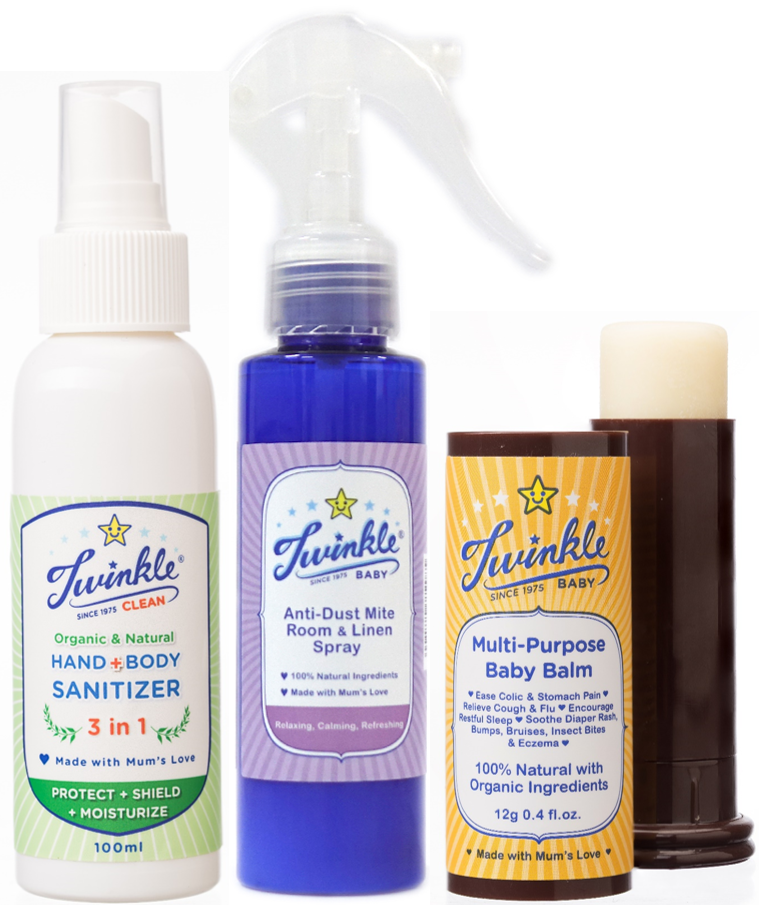 Twinkle Baby Travel Set Kit (Hand Sanitizer + Anti-Dust Mite Spray + Baby Balm) - Exp