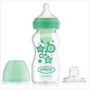 [2-Pack] Dr. Brown’s 9oz/270ml PP Wide-Neck"Options+" Bottle Green Stars Sippy Spout