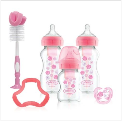 Dr. Brown’s Wide Neck Options+ Baby Feeding Bottle Gift Set - Pink