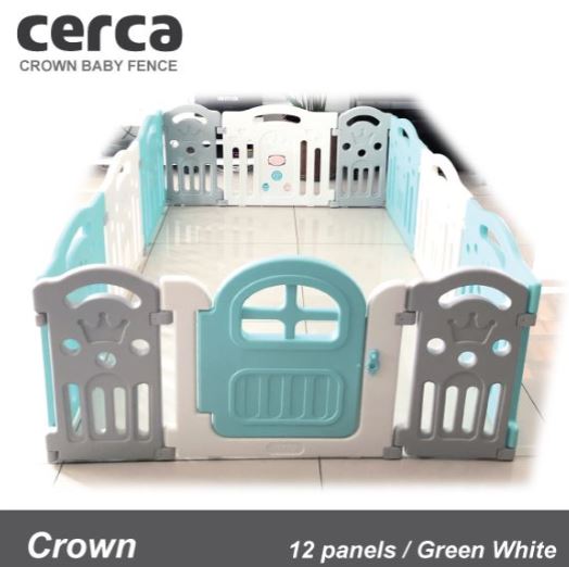 Cerca Crown Baby Fence (Green/White)