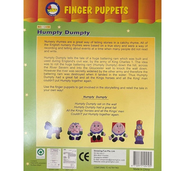 King Dam Felt Finger Puppets - Humpty Dumpty storytelling