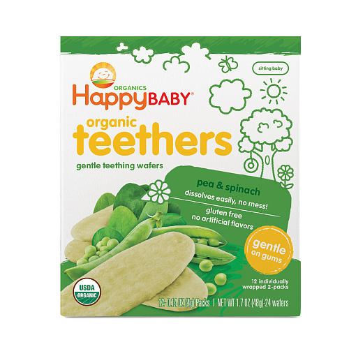 Happy Family Happy Baby Gentle Teethers - Pea & Spinach, 12 x 4 g. Exp:10/24