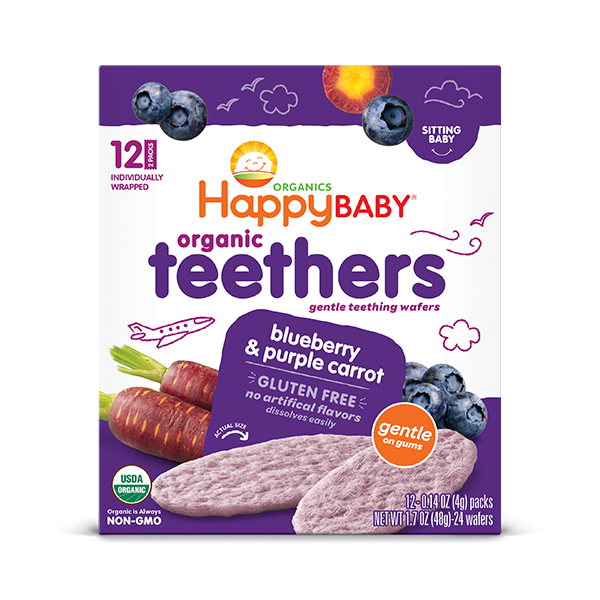 Happy Baby Gentle Teethers - Blueberry & Purple Carrot, 12 x 4 g. Exp: 10/24