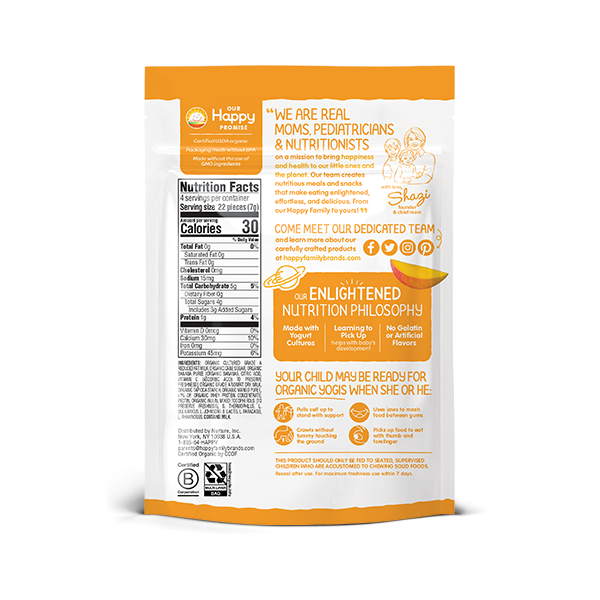Happy Family Happy Baby Organic Yogis - Banana Mango, 28 g.Exp: 11/25