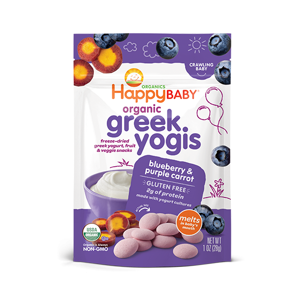 Happy Baby Organic Greek Yogis - Blueberry Purple Carrot, 28 g. Exp: 09/24