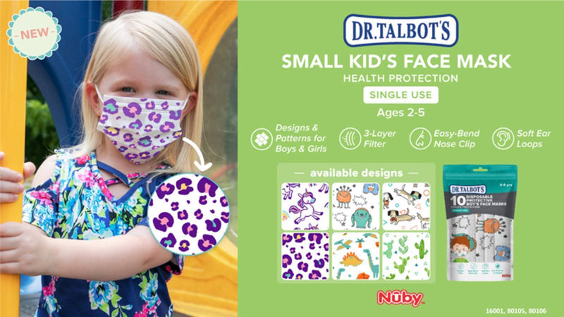 Nuby Small Kids Face Masks (2 - 5 Years Old)10pcs - Cactus (Bundle Of 2= 20pcs)