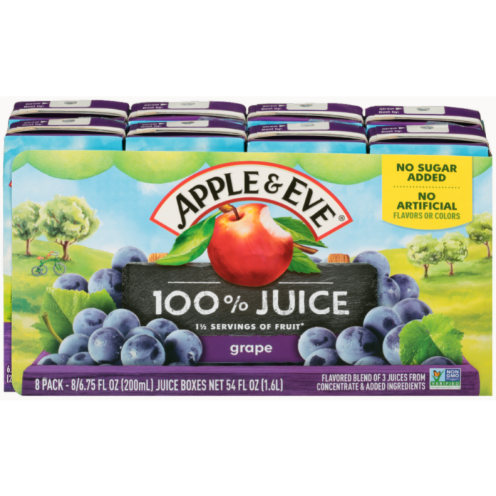 [Bundle Of 40] Apple & Eve 100% Juice- Grape, 40 X 200 Ml