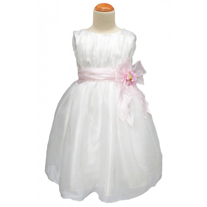 Sunshine Kids Daisy White Dress with Ruffled Skirting 3-7y
