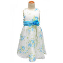 Sunshine Kids Debbie White Dress with Blue Flower Print 3-7y