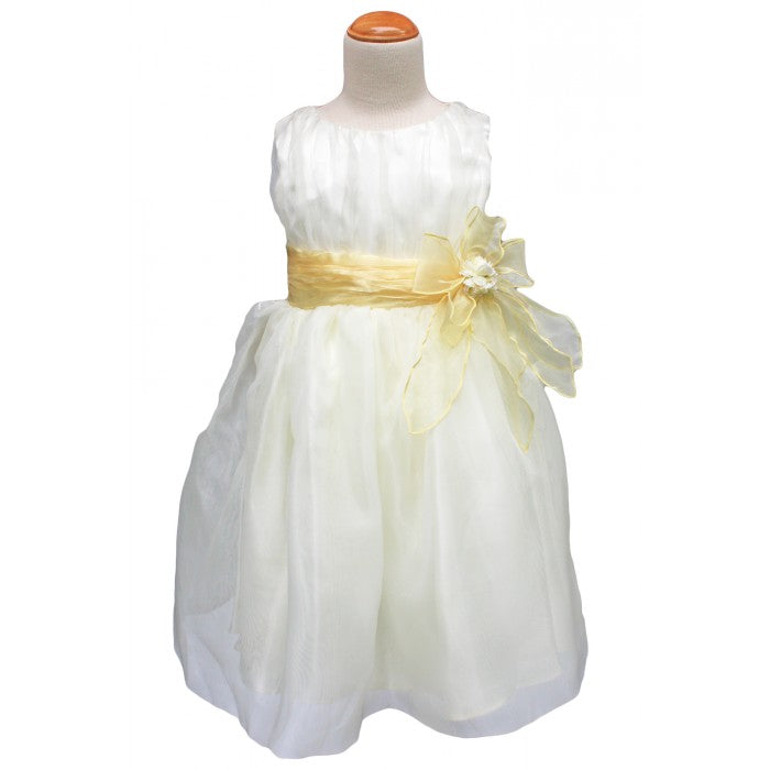 Sunshine Kids Autumn White Dress with Yellow Flowers 3-7y