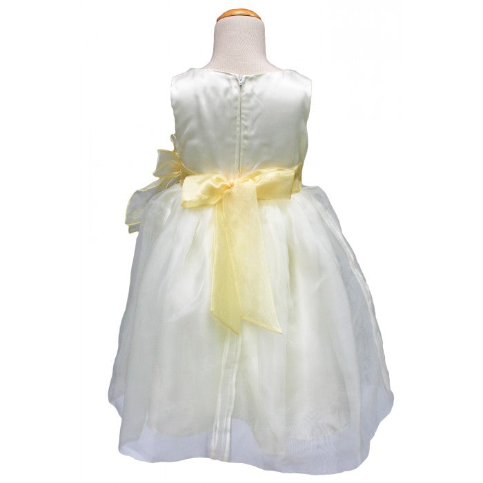 Sunshine Kids Autumn White Dress with Yellow Flowers 3-7y