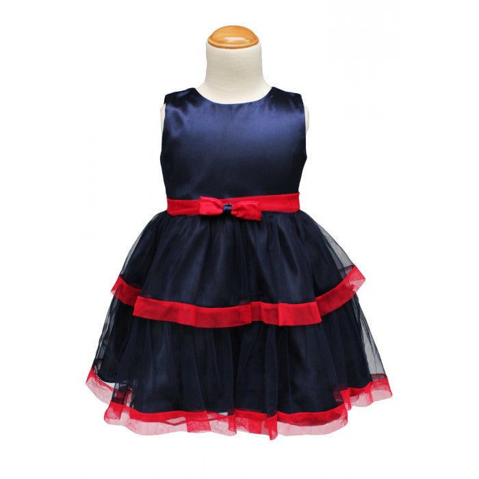 Sunshine Kids Princess Sophia Dark Blue Dress with Red Bow 0-24m