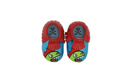 Itzy Ritzy Moc Happens Leather Baby Moccasins Kaiju Tokidoki Large 12 18months