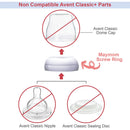 Maymom Screw Ring Dome Cap Sealing Disc For Avent Natural Bottles 4Set/pk
