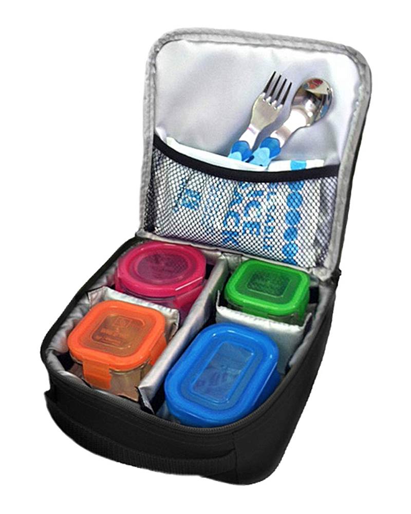 J.L.Childress Cooler Cube Combo Food and Bottle Carrier - Black / Grey