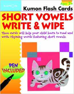 Kumon Flash Cards : Short Vowels Write & Wipe