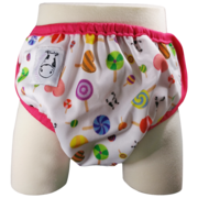 Moo Moo Kow One Size Swim Diaper - Lollipop with Pink Border