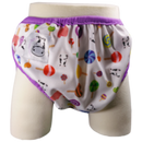 Moo Moo Kow One Size Swim Diaper - Lollipop with Purple Border
