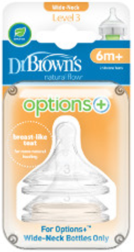 Dr Brown's Level 3 Wide Neck Silicon Options+ Nipple 2-Pack