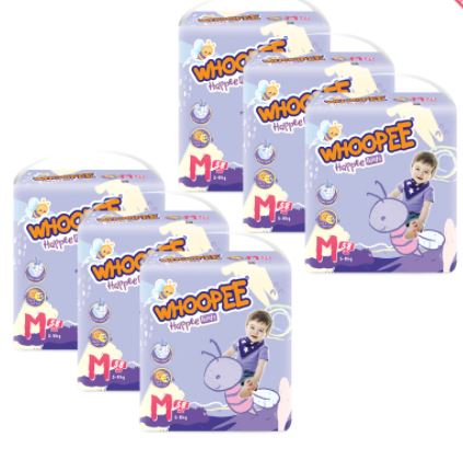 Nepia Oji Whoopee Pants M58 (6 Packs / Cartoon) - FOC Showa Baby Wipes 99.5% Water 80s x 3packs