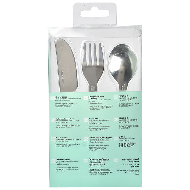 Beaba Stainless Steel Training Cutlery Knife / Fork / Spoon - Light Blue