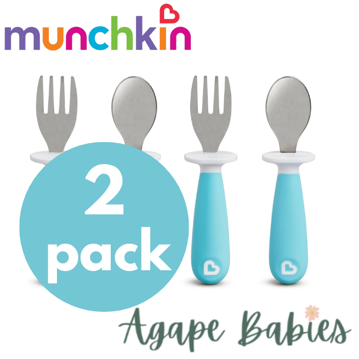 [Bundle Of 2] Munchkin Raise™ Toddler Fork & Spoon Set - Blue