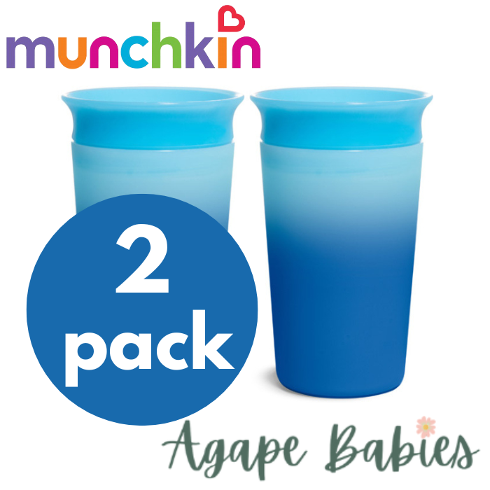 [2 Pack] Munchkin Miracle® 360° Colour Changing Cup - 9oz (Blue)