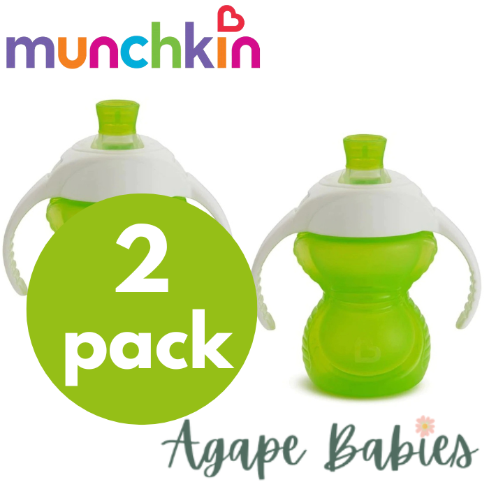 [2-Pack] Munchkin Click Lock™ Bite Proof Trainer Cup 7oz - Green