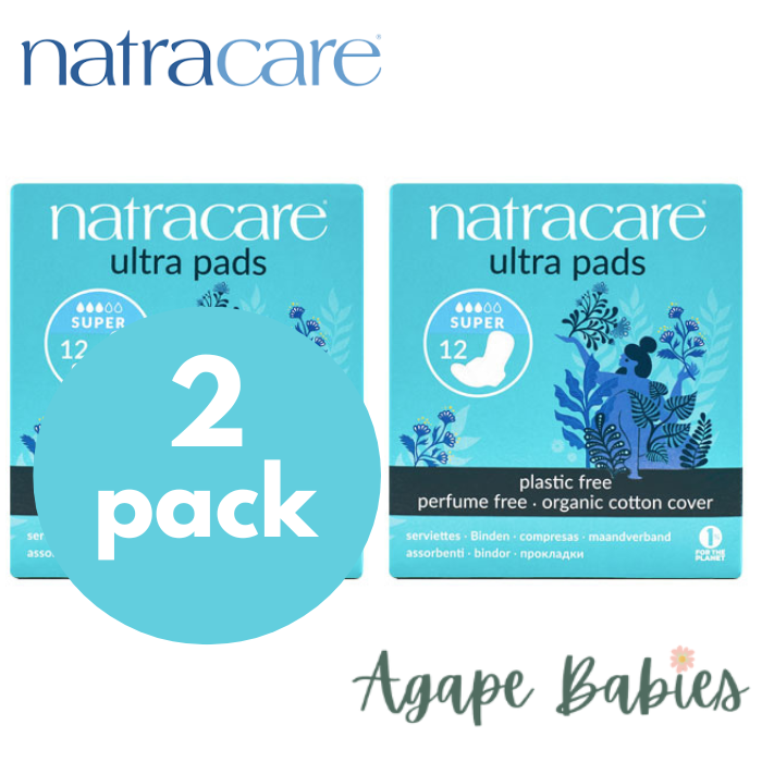 [Bundle Of 2] Natracare Organic Cotton Ultra Pads  Super With Wings (12pcs x 2)