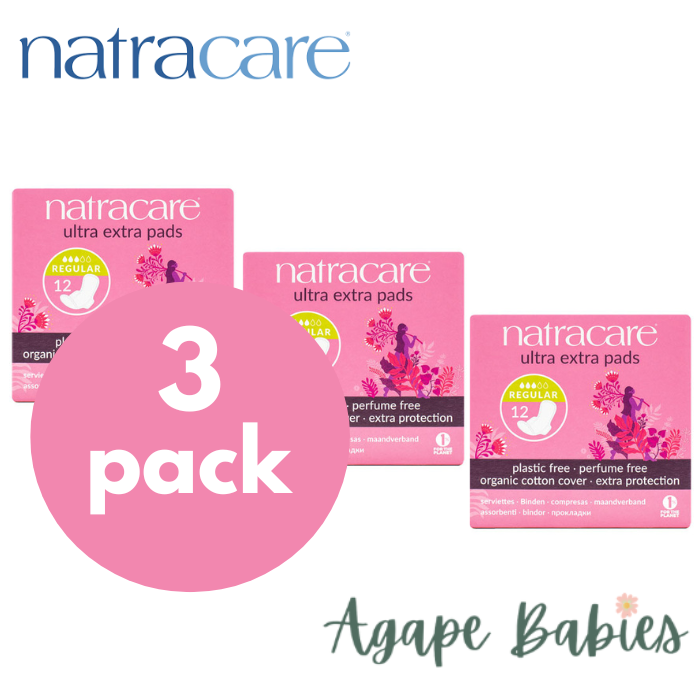 [Bundle Of 3] Natracare Ultra Extra Pads with Organic Cotton Cover - Normal with wings (12pcs x 3)