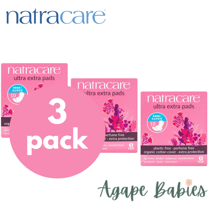 [Bundle Of 3] Natracare Ultra Extra Pads with Organic Cotton Cover - Super with wings (10pcs x 3)