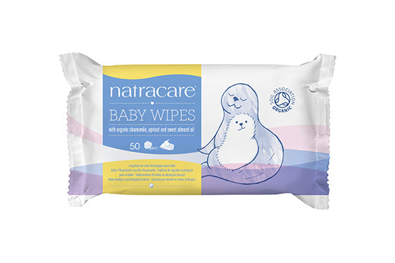 [Bundle Of 2] Natracare Baby Wipes with Organic Chamomile, Apricot & Sweet Almond Oil (50 pcs x 2)