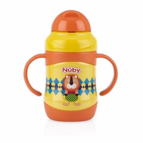 Nuby Stainless Steel Click-it Flip-it No-Spill Fat Straw Bottle