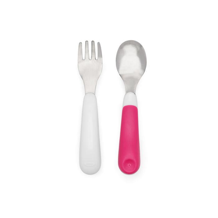 OXO TOT On-The-Go Fork And Spoon Set - Pink - Metal