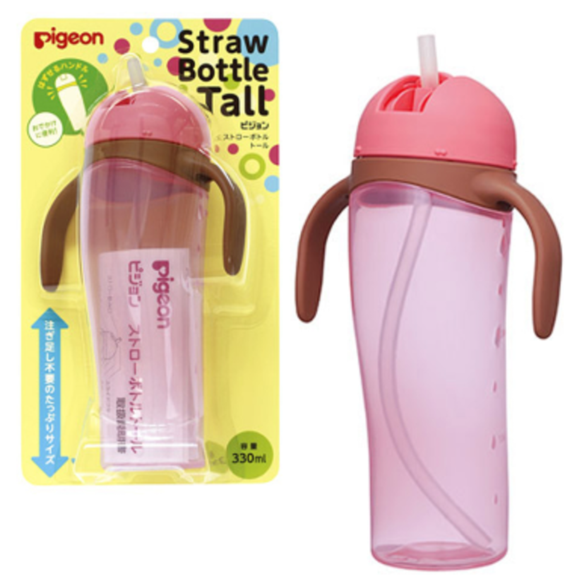 Pigeon Straw Bottle Tall - Pink
