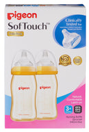 Pigeon Softouch Peristaltic Plus PPSU Nursing Bottle, 240Ml (M) 3+ Months (Y-Cut) Twin Pack