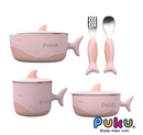 Puku Shark 5pcs Tableware Set - Pink
