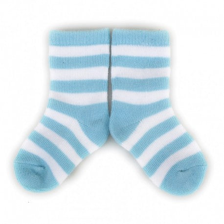 [3 Pack] Plush Stay-on socks 0-2 years - Blue with white stripes