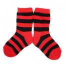 [3 Pack] Plush Stay-on socks 0-2 years - red with black stripes
