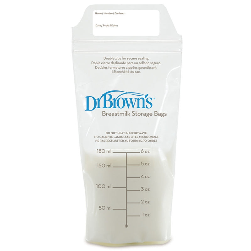 [2-Pack] Dr. Browns Breastmilk Storage Bag (6oz / 180ml), 25-Pack