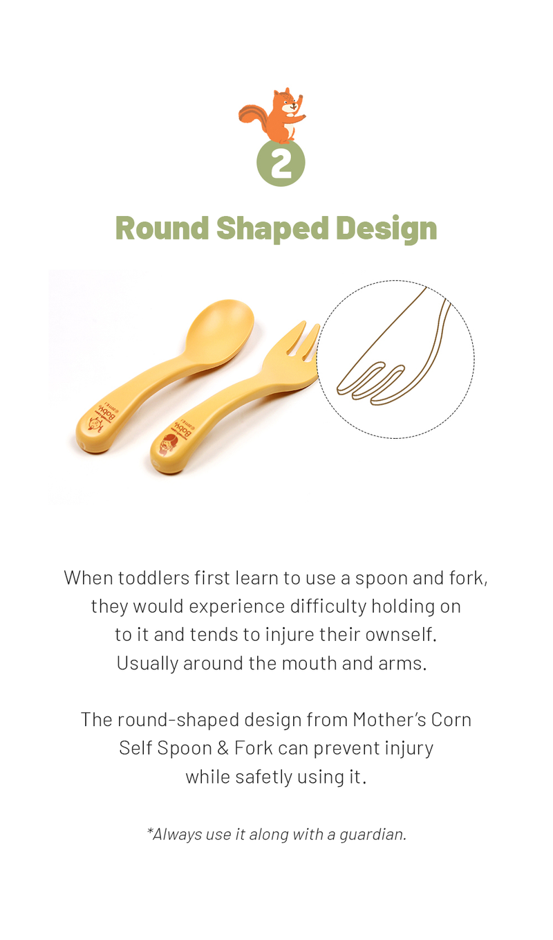 [2-Pack] Mother's Corn Self Training Spoon & Fork Set