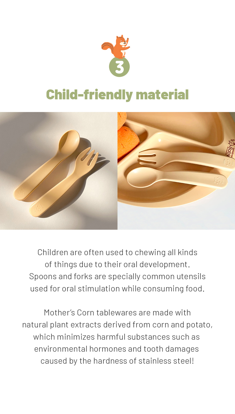 [2-Pack] Mother's Corn Self Training Spoon & Fork Set