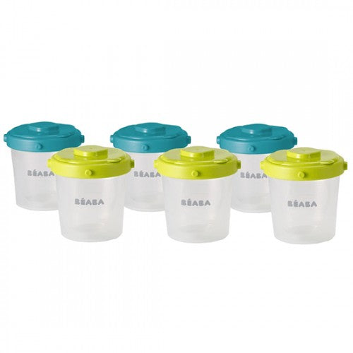 Beaba Portion Clips 200ml (6m+) Pack of 6 - Blue/Neon